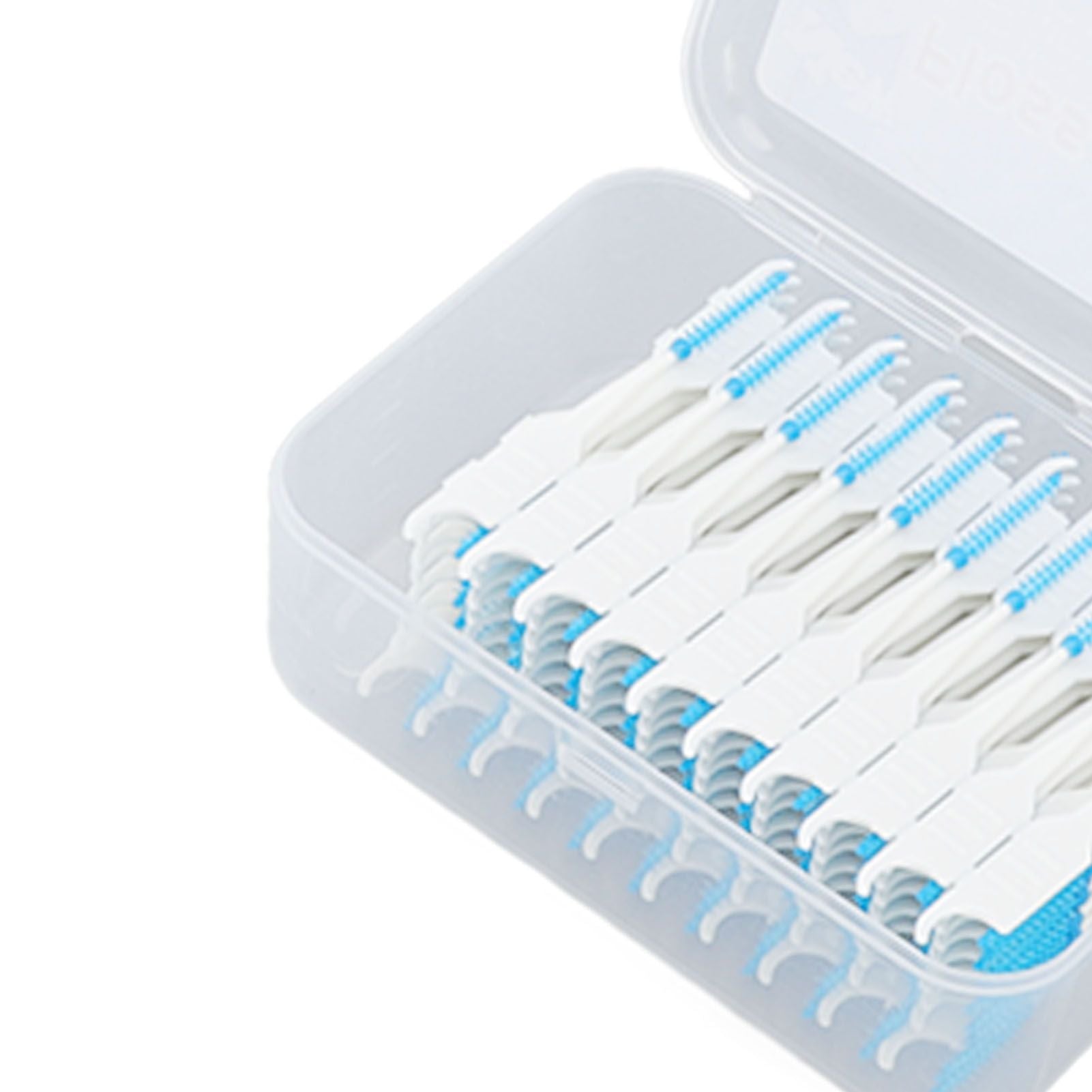 Interdental Brush Disposable Soft Silicone Head Portable Floss Toothpick Brush with Case for Oral Care 200pcs Blue