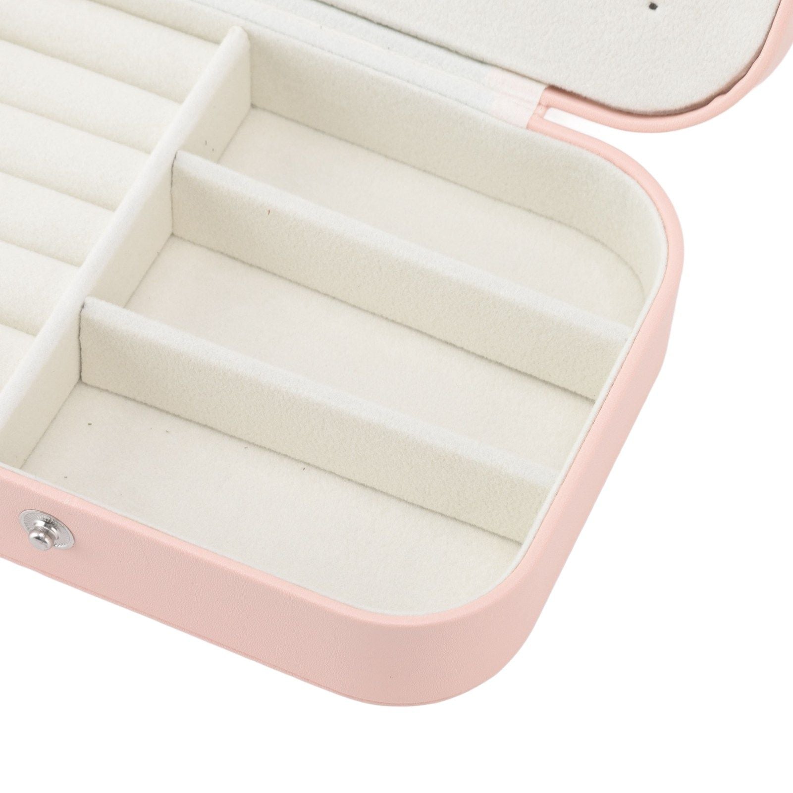 Jewelry Case Portable Beautiful Pink Necklace Ring Ear Stud Storage Box Adjustment Leather Travel Jewelry Case with Lock