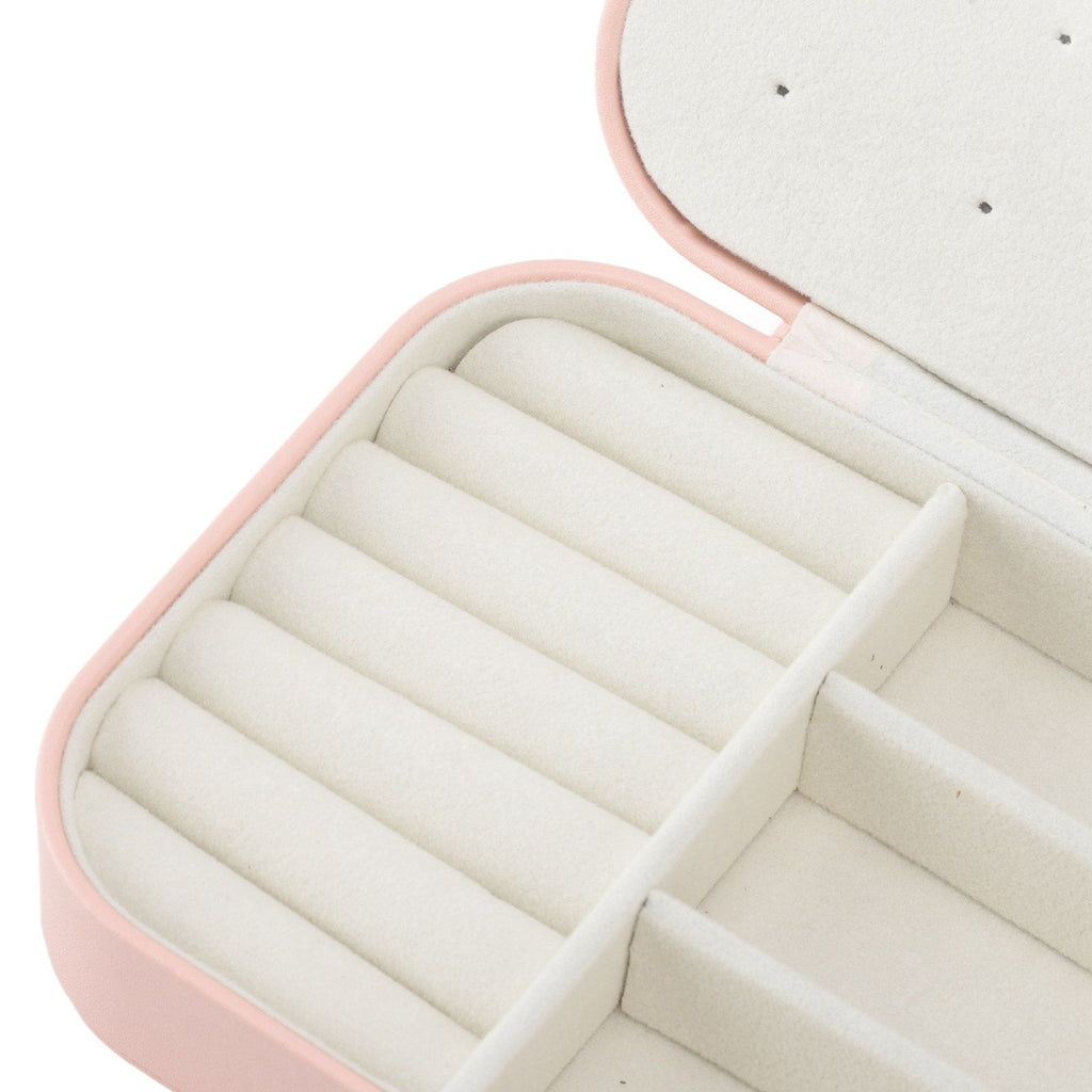 Jewelry Case Portable Beautiful Pink Necklace Ring Ear Stud Storage Box Adjustment Leather Travel Jewelry Case with Lock