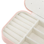 Jewelry Case Portable Beautiful Pink Necklace Ring Ear Stud Storage Box Adjustment Leather Travel Jewelry Case with Lock
