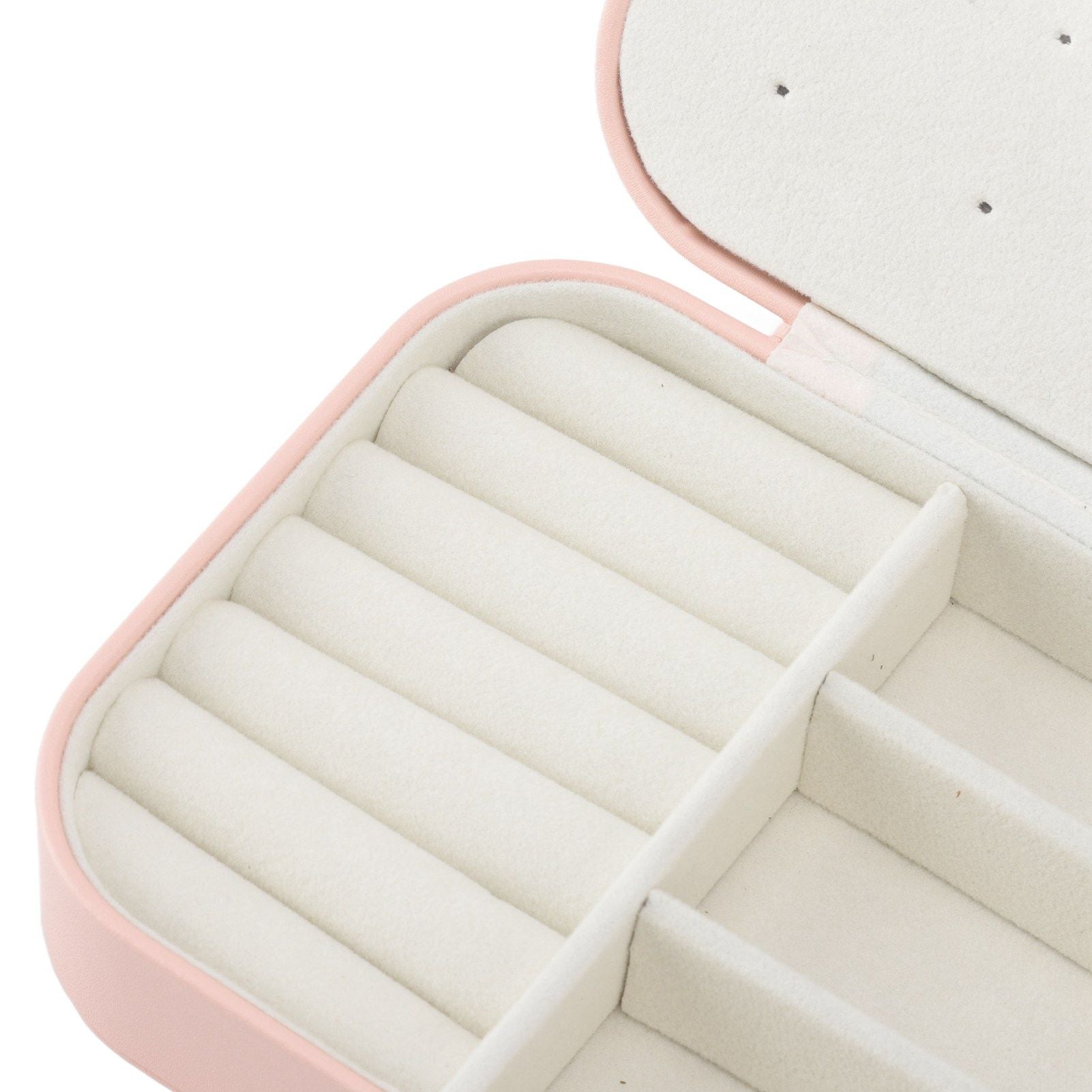 Jewelry Case Portable Beautiful Pink Necklace Ring Ear Stud Storage Box Adjustment Leather Travel Jewelry Case with Lock