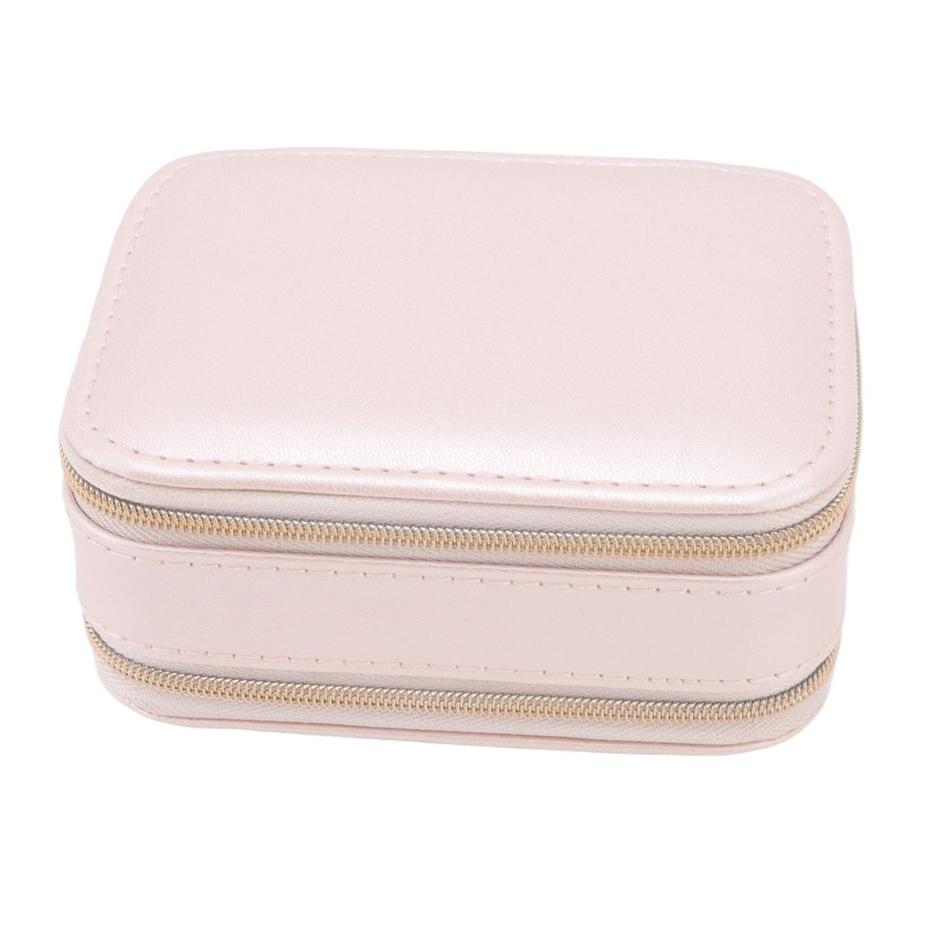 Jewelry Case Double Layer Portable Pink Necklace Hook Design Convenient Handle Travel Jewelry Box