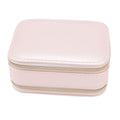 Jewelry Case Double Layer Portable Pink Necklace Hook Design Convenient Handle Travel Jewelry Box