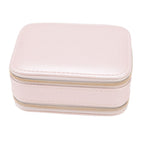 Jewelry Case Double Layer Portable Pink Necklace Hook Design Convenient Handle Travel Jewelry Box