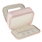 Jewelry Case Double Layer Portable Pink Necklace Hook Design Convenient Handle Travel Jewelry Box