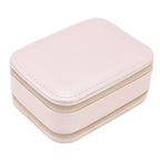 Jewelry Case Double Layer Portable Pink Necklace Hook Design Convenient Handle Travel Jewelry Box