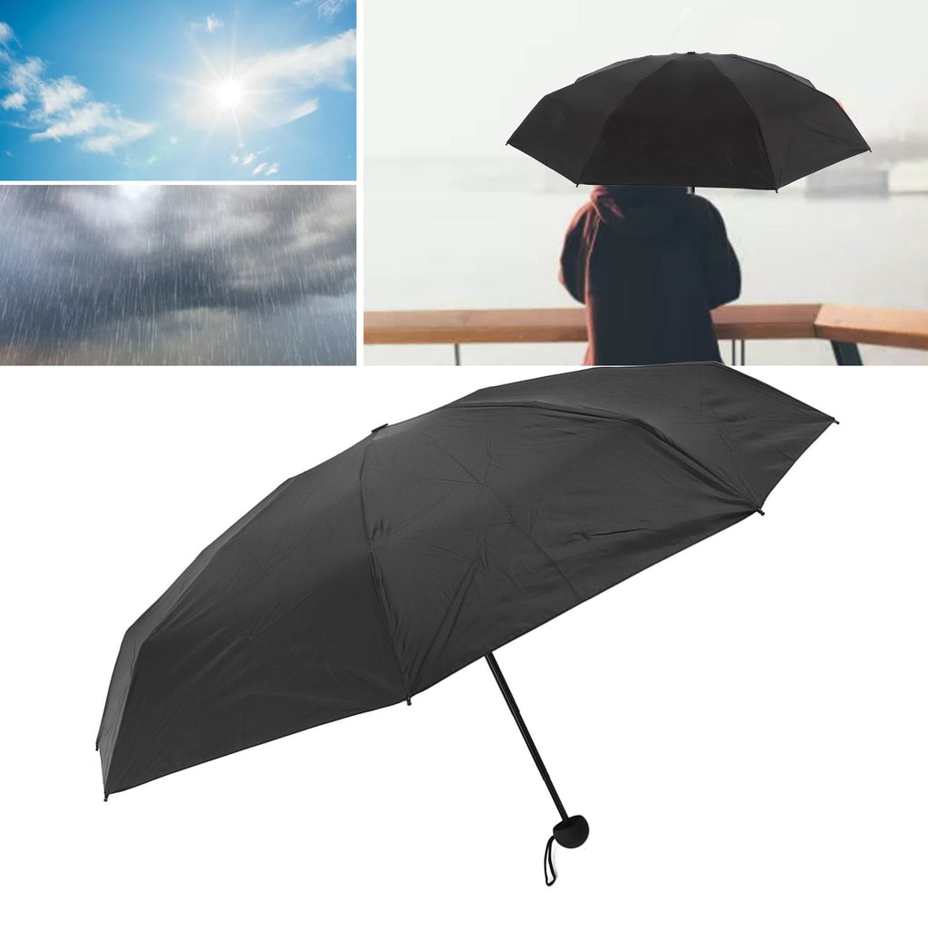 Travel Umbrella Sun Rain 5 Folding UV Protection Present Portable with Box for Men Women Black