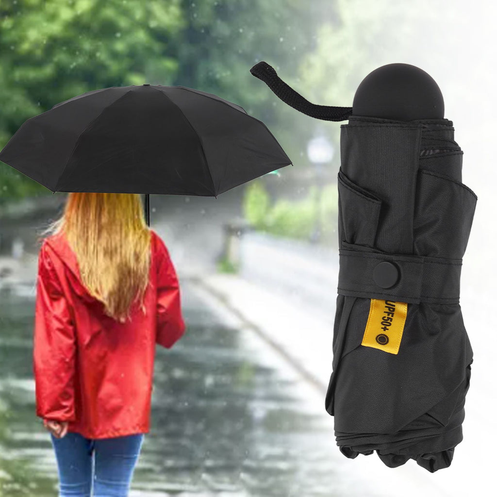 Travel Umbrella Sun Rain 5 Folding UV Protection Present Portable with Box for Men Women Black
