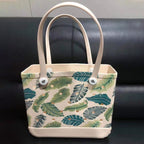 Women Storage EVA Handbag Hole Design Beach Casual Bag for Outdoor Sport Shopping Traveling Leaves Small