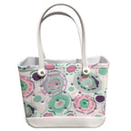 Women Storage EVA Handbag Hole Design Beach Casual Bag for Outdoor Sport Shopping Traveling White Print Small