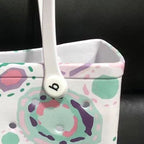 Women Storage EVA Handbag Hole Design Beach Casual Bag for Outdoor Sport Shopping Traveling White Print Small