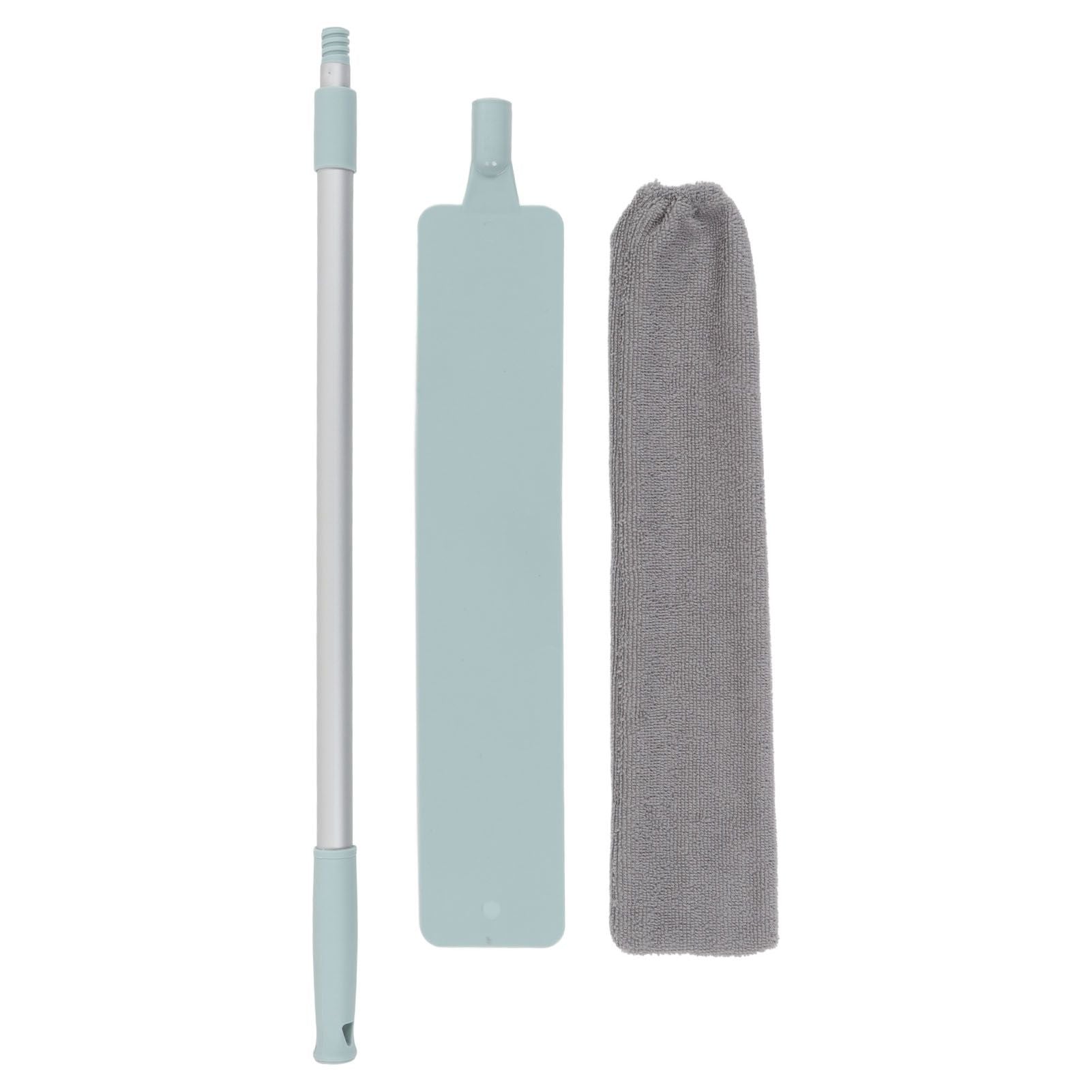 Dust Brush Aluminum Rod Long Handle 55in Extendable Elastic Opening Washable Long Flat Outline Microfiber Hand Duster