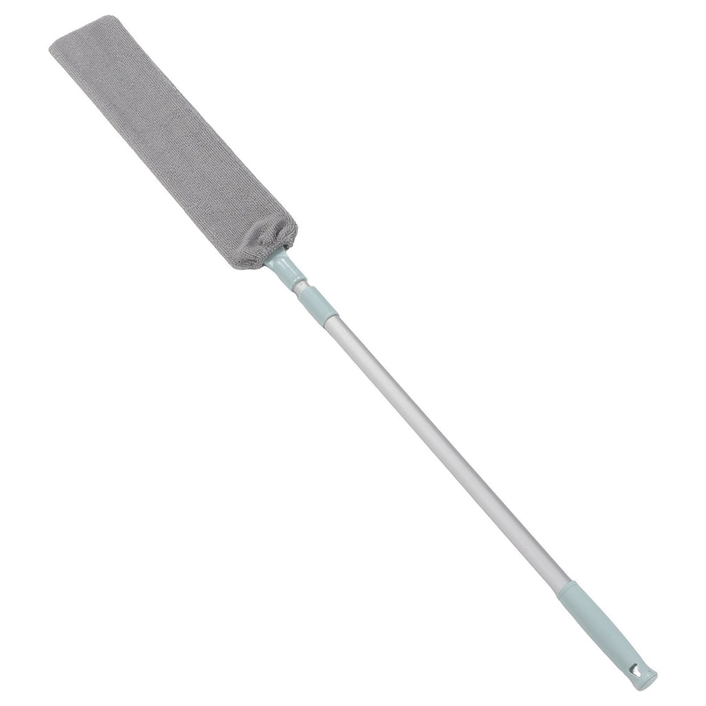 Dust Brush Aluminum Rod Long Handle 55in Extendable Elastic Opening Washable Long Flat Outline Microfiber Hand Duster