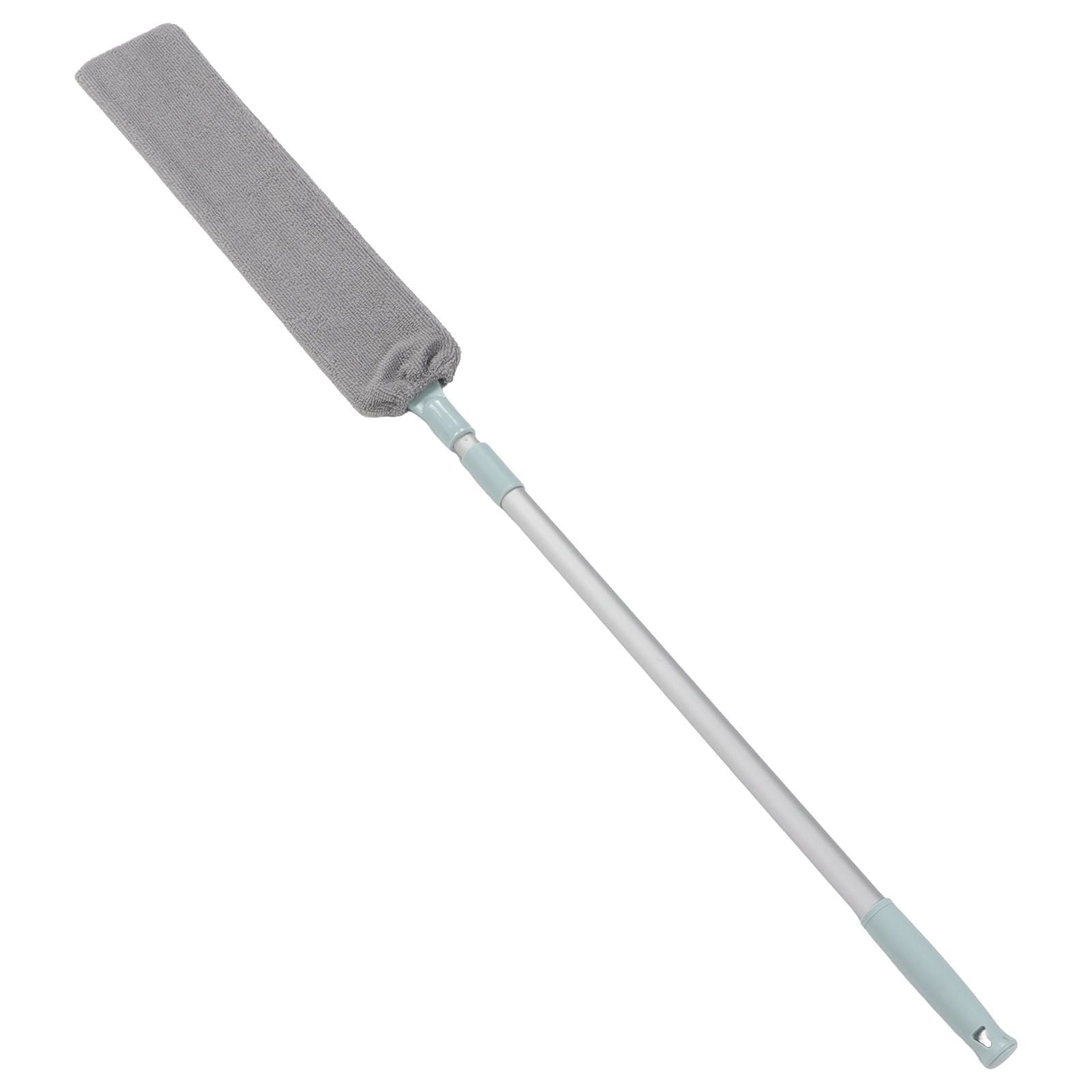 Dust Brush Aluminum Rod Long Handle 55in Extendable Elastic Opening Washable Long Flat Outline Microfiber Hand Duster