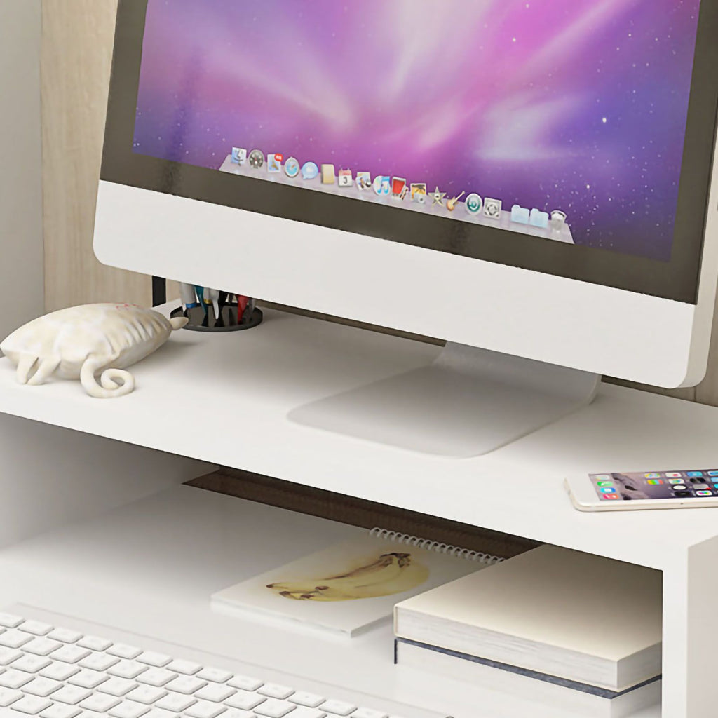 Monitor Stand Riser Ergonomic Computer Monitor Riser Stand Extra Storage Space Desktop Notebook Elevated Base Warm White