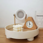 Round Plastic Serving Tray Cosmetic Storage Table Desk Organizer Container for Snack Food Ornaments Vanity Default White