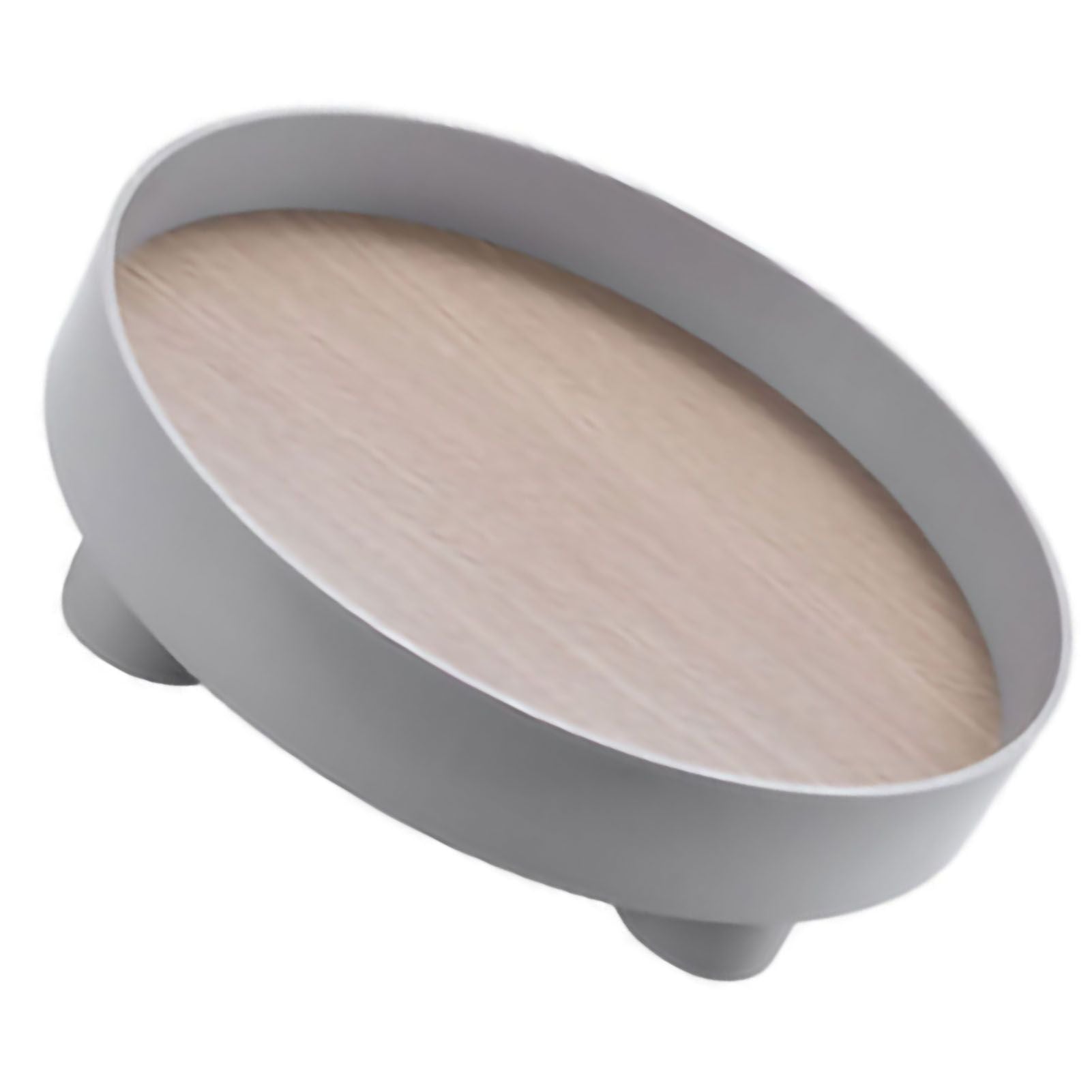 Round Plastic Serving Tray Cosmetic Storage Table Desk Organizer Container for Snack Food Ornaments Vanity Default Grey