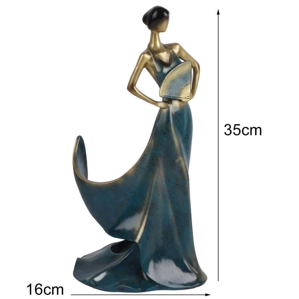 Dancing Girl Figurines Wine Holder Statue Synthetic Resin Wine Bottle Rack Stand for Bar Counter Home Decoration Blue