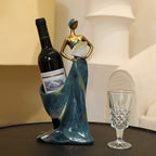 Dancing Girl Figurines Wine Holder Statue Synthetic Resin Wine Bottle Rack Stand for Bar Counter Home Decoration Red