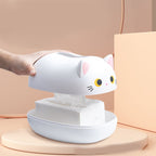 Desktop Tissue Storage Box Plastic Multifunction Facial Napkin Dispenser Holder for Kitchen Bathroom White
