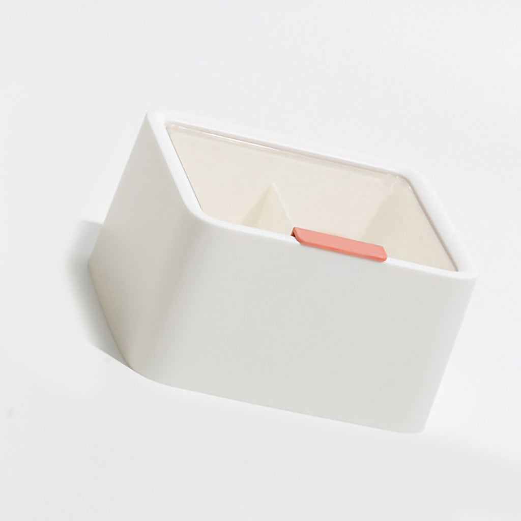 Cosmetic Storage Box Plastic Dustproof Double Grids Makeup Container with Lid for Makeup Cotton Swab Dental Floss White