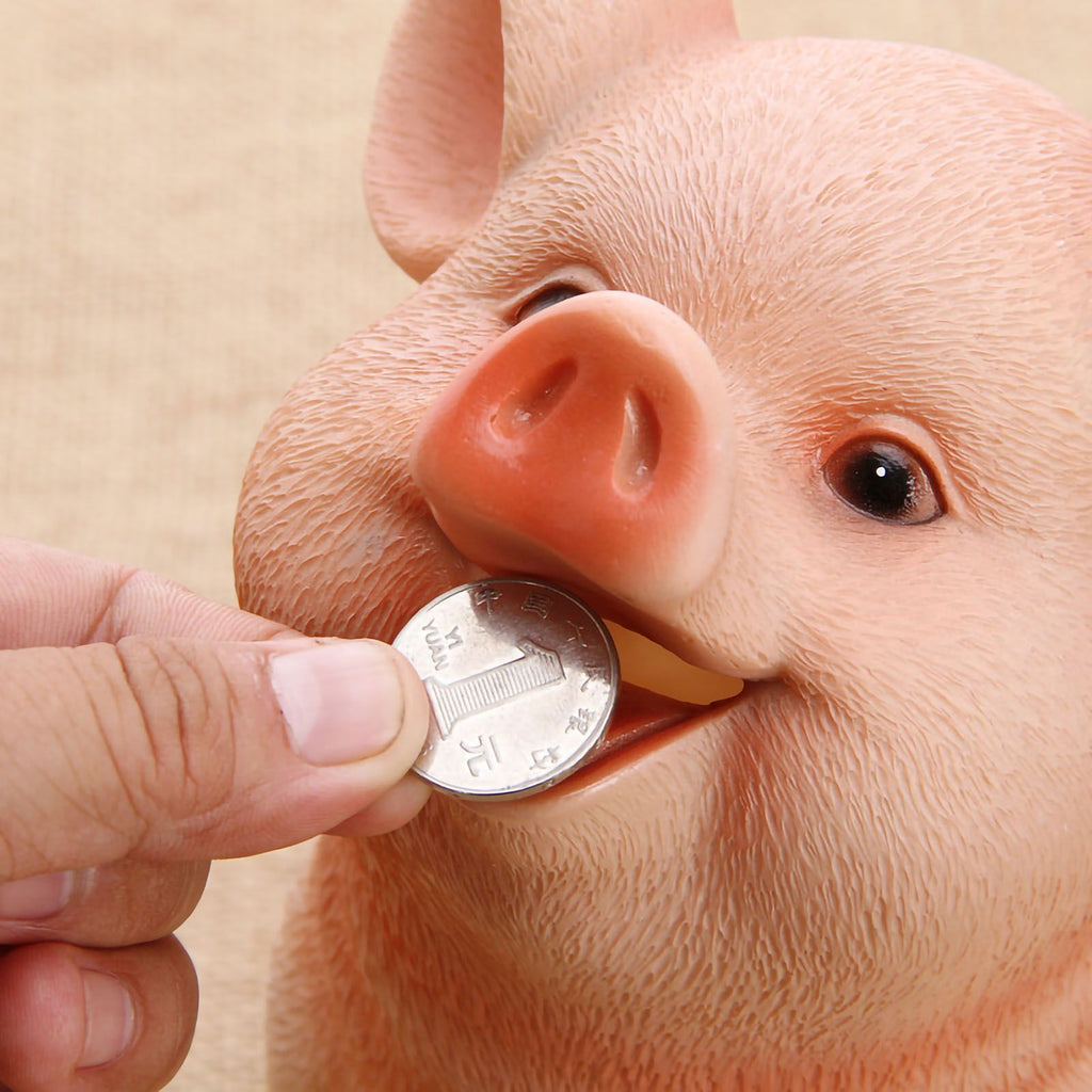 Piggy Bank Cute Pig Appearance Environmentally Friendly Resin Cartoon Piggy Bank Coin Bank Piggy 14x12x11cm