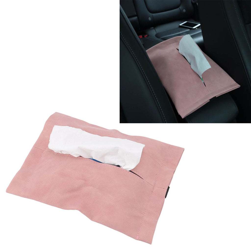 Car Tissue Holder Soft Wearable Odorless Plush Wipes Case Car Napkin Dispenser for Visor Backseat Pink