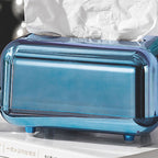 Tissue Storage Box Electroplated Magnetic Retro Built in Spring Facial Tissue Dispenser Box for Home Blue