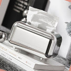 Tissue Storage Box Electroplated Magnetic Retro Built in Spring Facial Tissue Dispenser Box for Home Silver Grey