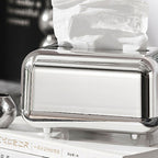 Tissue Storage Box Electroplated Magnetic Retro Built in Spring Facial Tissue Dispenser Box for Home Silver Grey