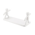 Wall Mounted Shelf Hole Free Installation Small Doll Shape Large Capacity Plastic Stable Load Bearing Storage Rack Grey