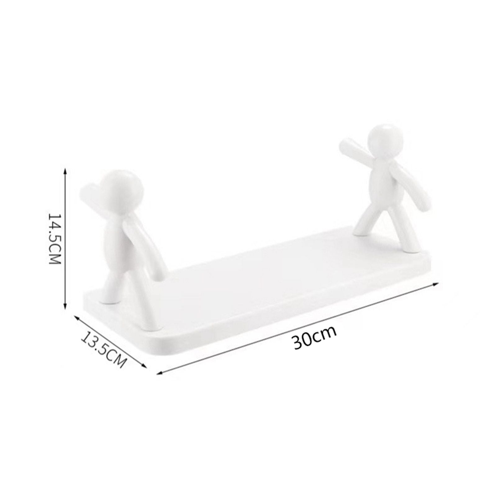 Wall Mounted Shelf Hole Free Installation Small Doll Shape Large Capacity Plastic Stable Load Bearing Storage Rack Grey