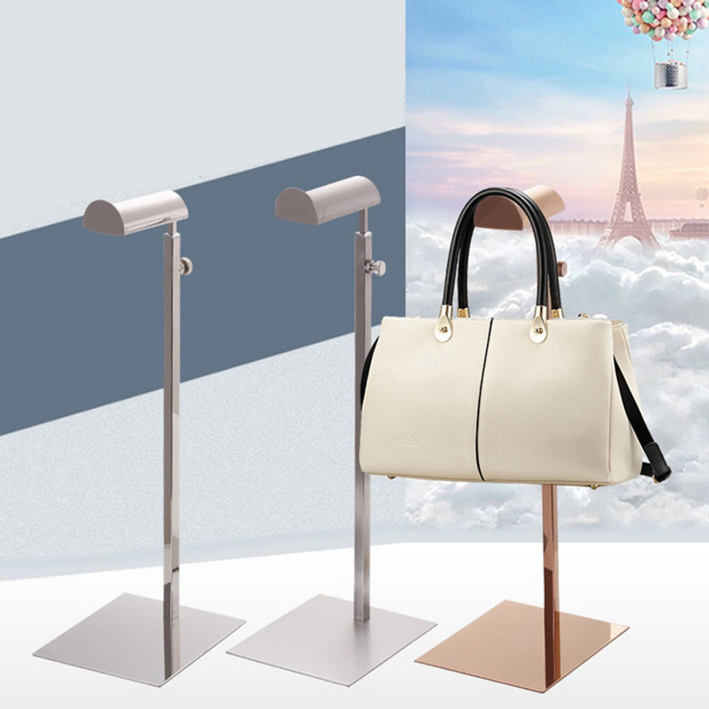 Handbag Display Stand Stainless Steel Height Adjustable Single Hook Purse Metal Holder Stand Type 1
