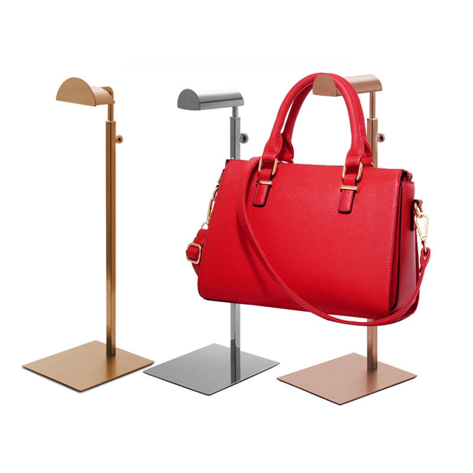 Handbag Display Stand Stainless Steel Height Adjustable Single Hook Purse Metal Holder Stand Type 3