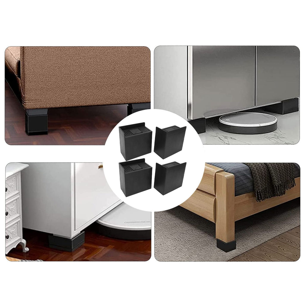4 PCS 4in L Shaped Anti Vibration Pads Rectangular Non Slip Foot Pad Bed Risers for Washing Machine Sofa Furniture
