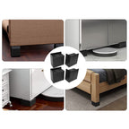 4 PCS 4in L Shaped Anti Vibration Pads Rectangular Non Slip Foot Pad Bed Risers for Washing Machine Sofa Furniture