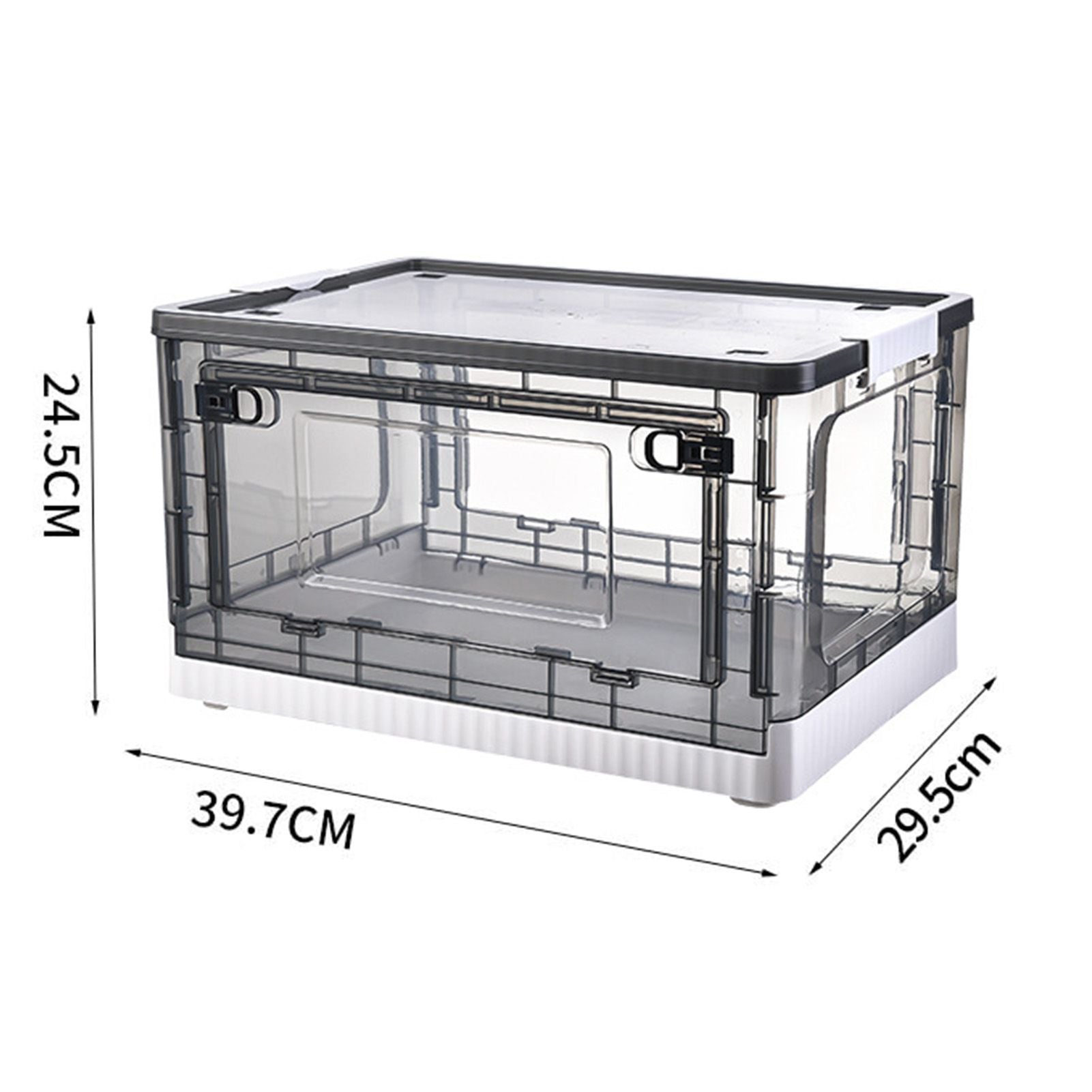 Storage Box Side Doors Clear Large Capacity Container with Wheel for Home Office Tea White 3 Door 27L