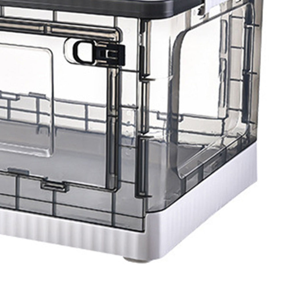 Storage Box Side Doors Clear Large Capacity Container with Wheel for Home Office Tea White 3 Door 27L