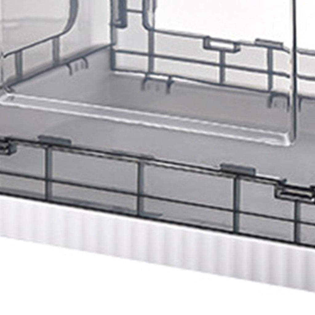 Storage Box Side Doors Clear Large Capacity Container with Wheel for Home Office Tea White 3 Door 27L