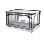 Storage Box Side Doors Clear Large Capacity Container with Wheel for Home Office Tea White 3 Door 55L