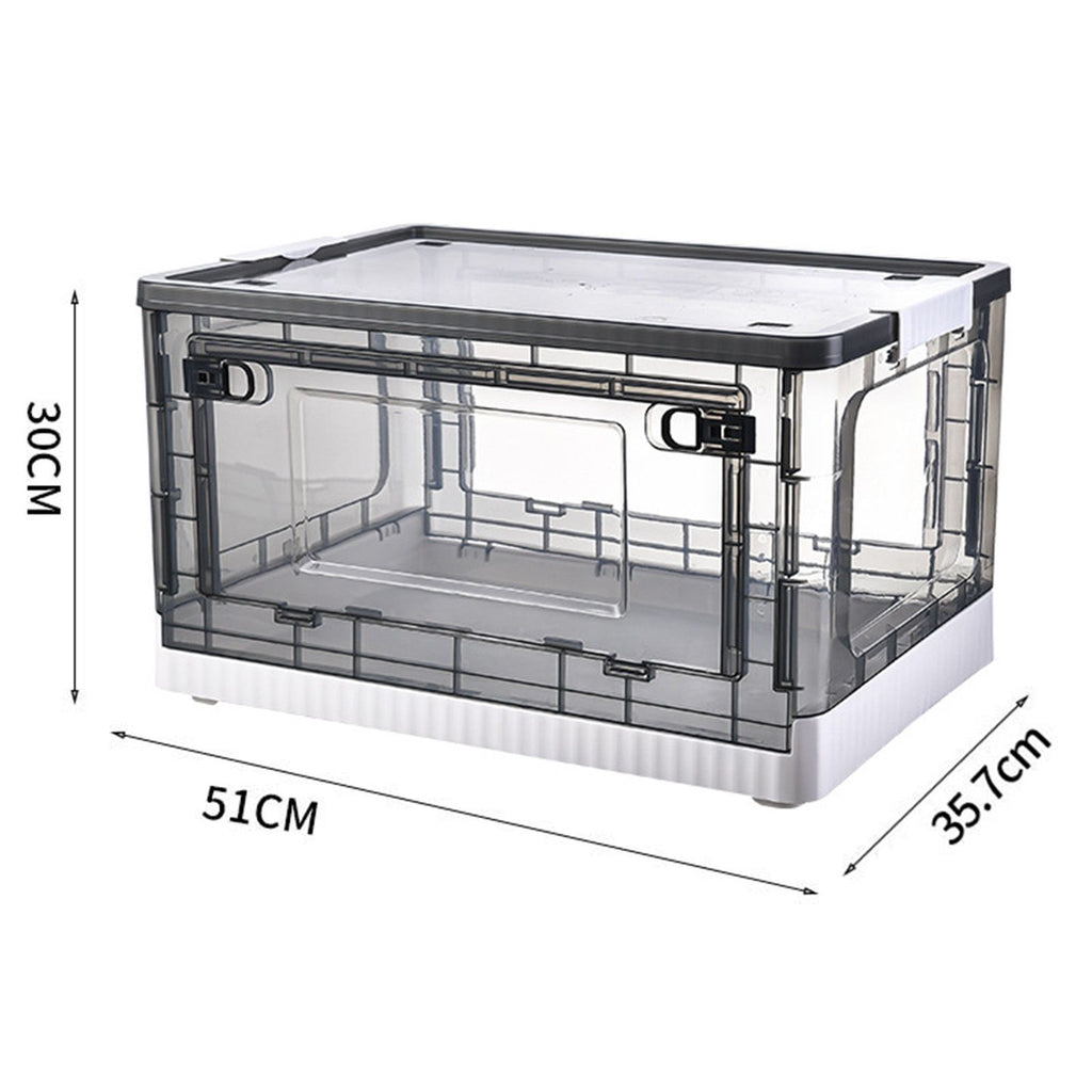 Storage Box Side Doors Clear Large Capacity Container with Wheel for Home Office Tea White 3 Door 55L