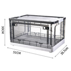 Storage Box Side Doors Clear Large Capacity Container with Wheel for Home Office Tea White 3 Door 55L