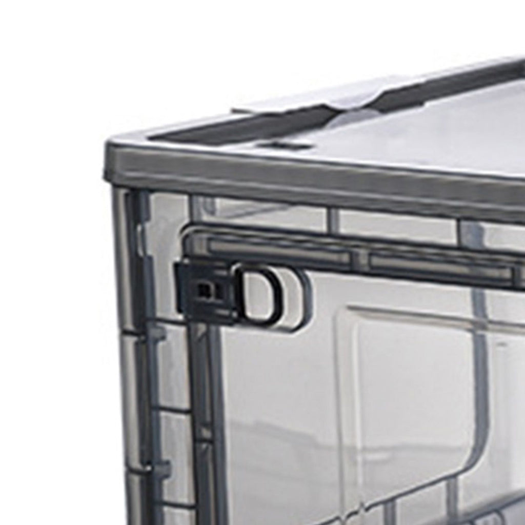 Storage Box Side Doors Clear Large Capacity Container with Wheel for Home Office Tea White 3 Door 55L