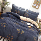 Skin Friendly Quilt Cover Thickened Polyester Soft Brushed Duvet Cover Quilt Bedding for Dormitory Bedroom Whale 150x200cm