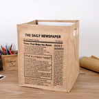 Jute Storage Box Foldable Waterproof Film Easy Cleaning Mild Texture Storage Basket for Home Office TDN Pattern