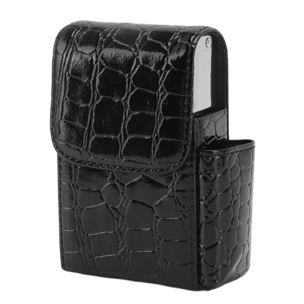 PU Leather Cigarette Box Multifunctional 20 Cigarettes Capacity Portable Card Case for Daily Home Black