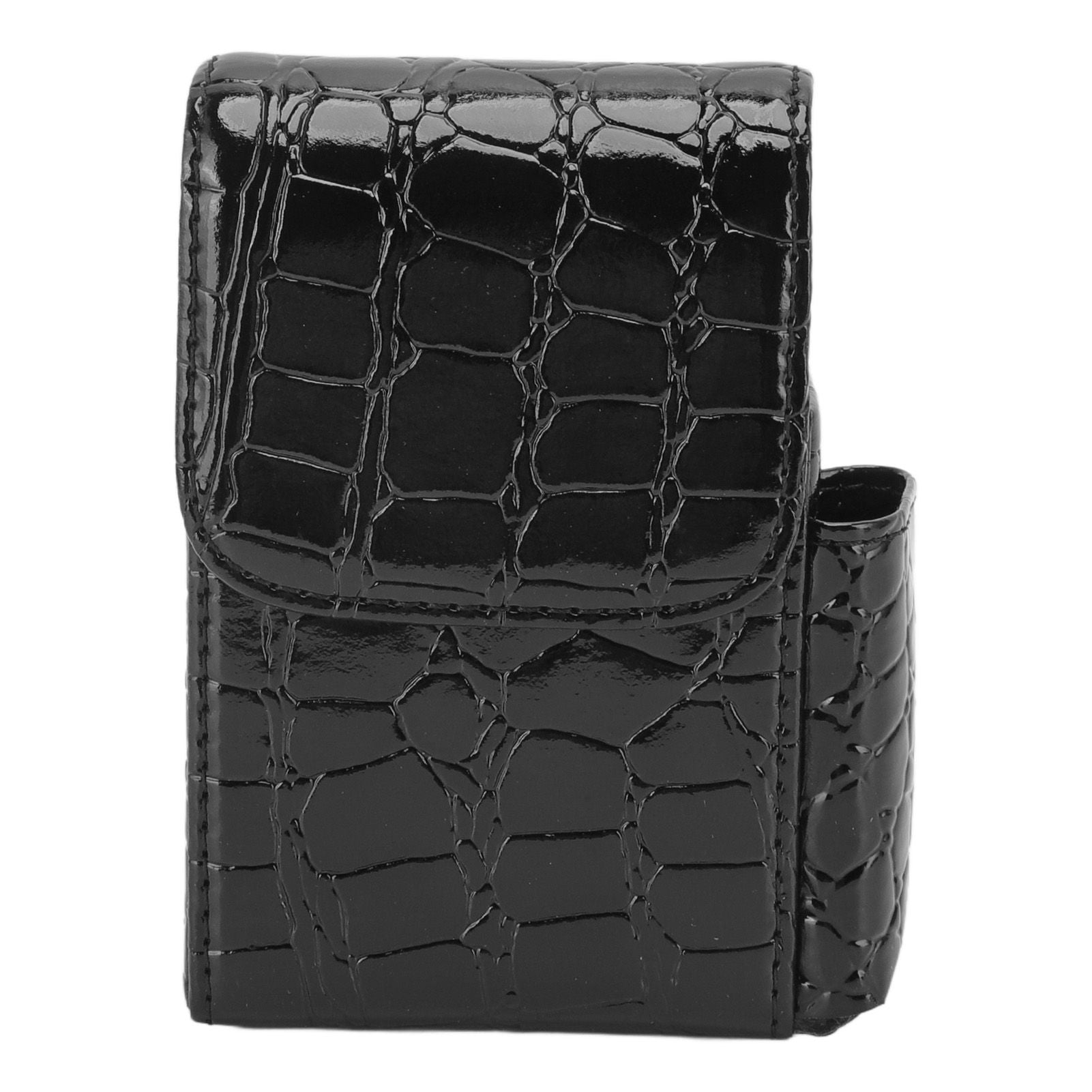 PU Leather Cigarette Box Multifunctional 20 Cigarettes Capacity Portable Card Case for Daily Home Black