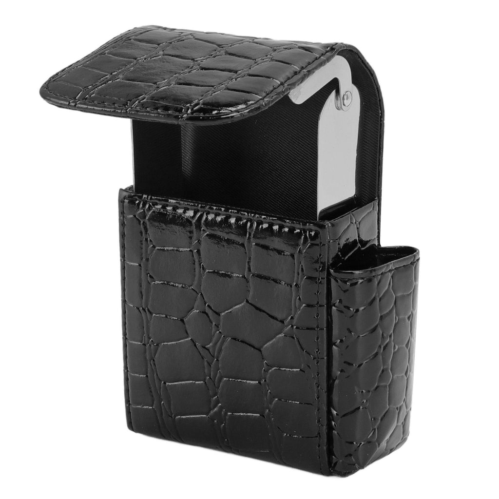 PU Leather Cigarette Box Multifunctional 20 Cigarettes Capacity Portable Card Case for Daily Home Black