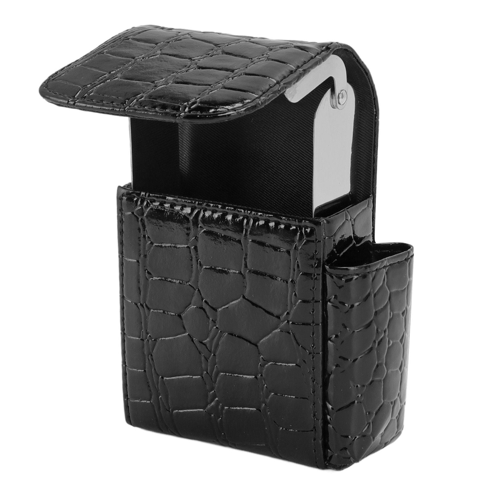 PU Leather Cigarette Box Multifunctional 20 Cigarettes Capacity Portable Card Case for Daily Home Black