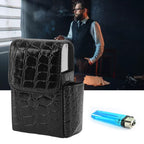 PU Leather Cigarette Box Multifunctional 20 Cigarettes Capacity Portable Card Case for Daily Home Black